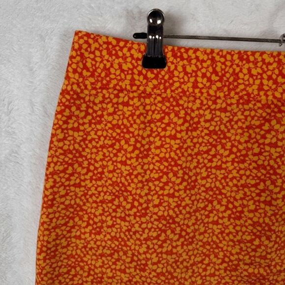 J. Crew Mini Skirt Orange Print Back Zipper Stretch Comfort Size 10 - Picture 2 of 9